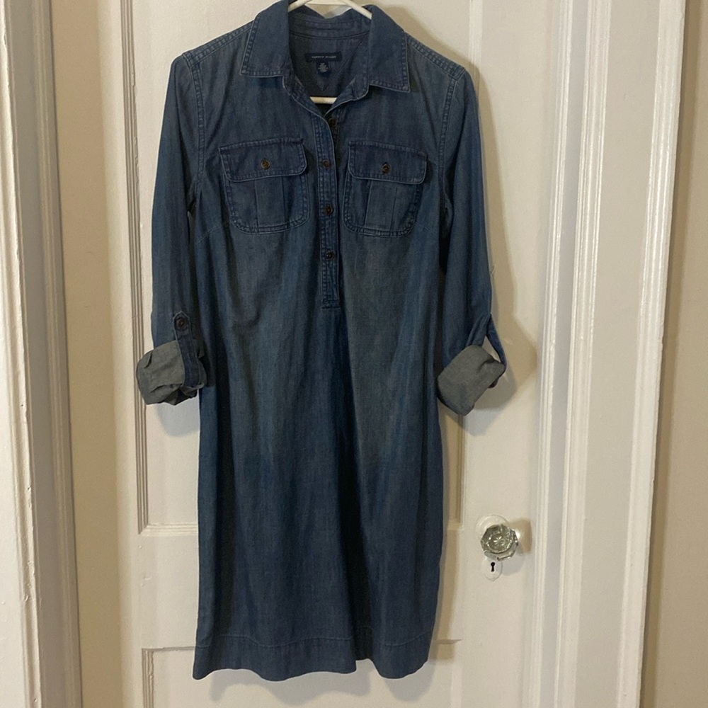 long sleeve TH denim dress